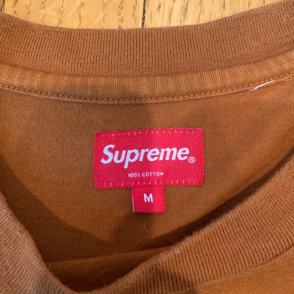 mens size medium supreme woven label L/S long sleeve tee ‘rust’ colorway - Picture 3 of 6